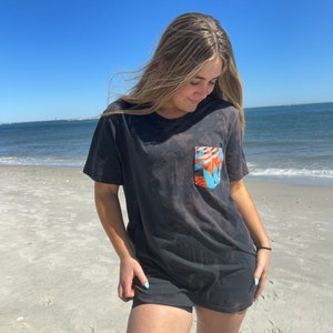 Bleach Dyed Summer Tee, Oversized Summery Print Tshirt, Bleach Dyed Graphic Tee