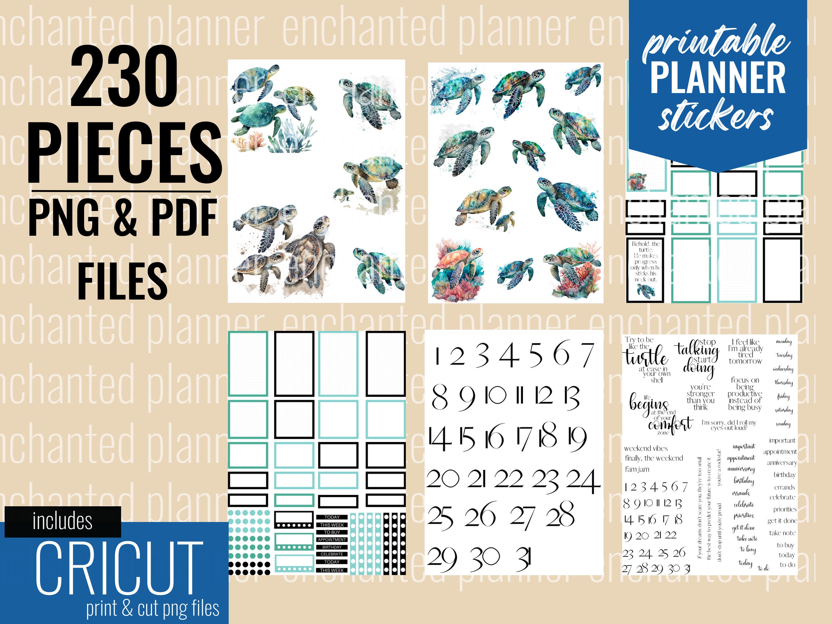 Printable Planner Stickers Happy Planner Turtle Stickers Instant ...