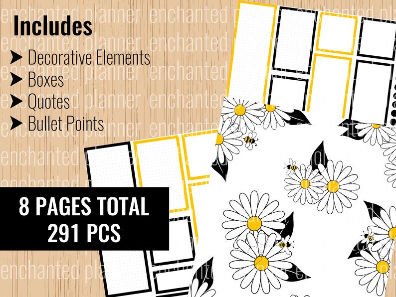 Daisies and Bumblebees | Printable Planner Stickers | Classic Happy ...