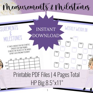 Printable Measurements Tracker Light Skin/blonde Hair Happy Planner Big ...