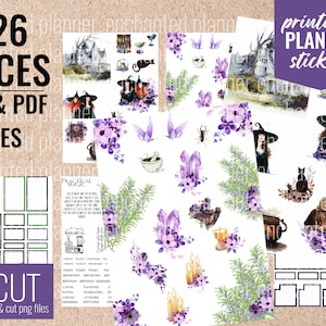 Witches | Magic Stickers | Printable Planner Stickers | Classic Happy Planner | Instant Download PDF & PNG Files |Cricut Print and Cut Ready