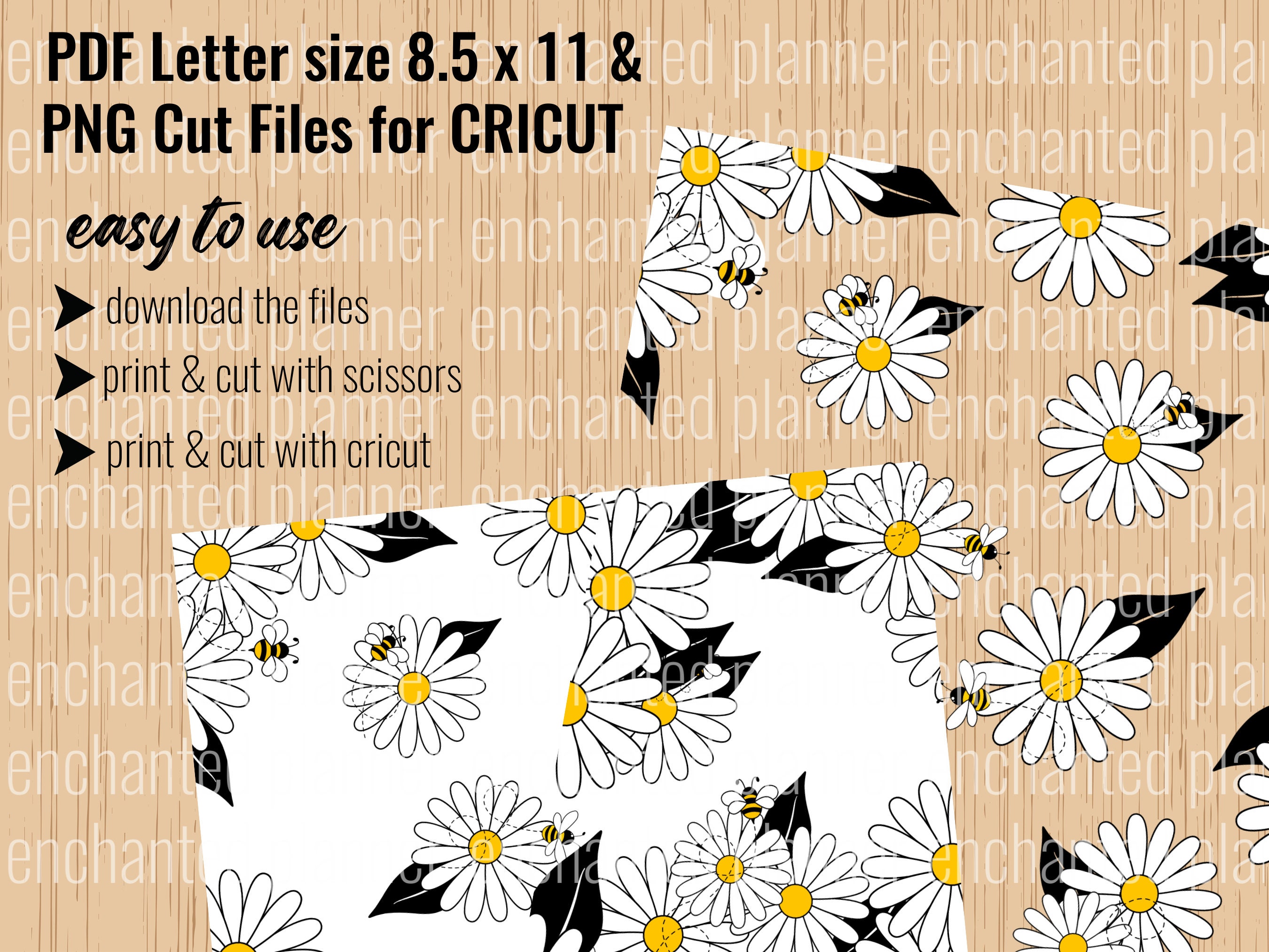 Daisies and Bumblebees | Printable Planner Stickers | Classic Happy ...