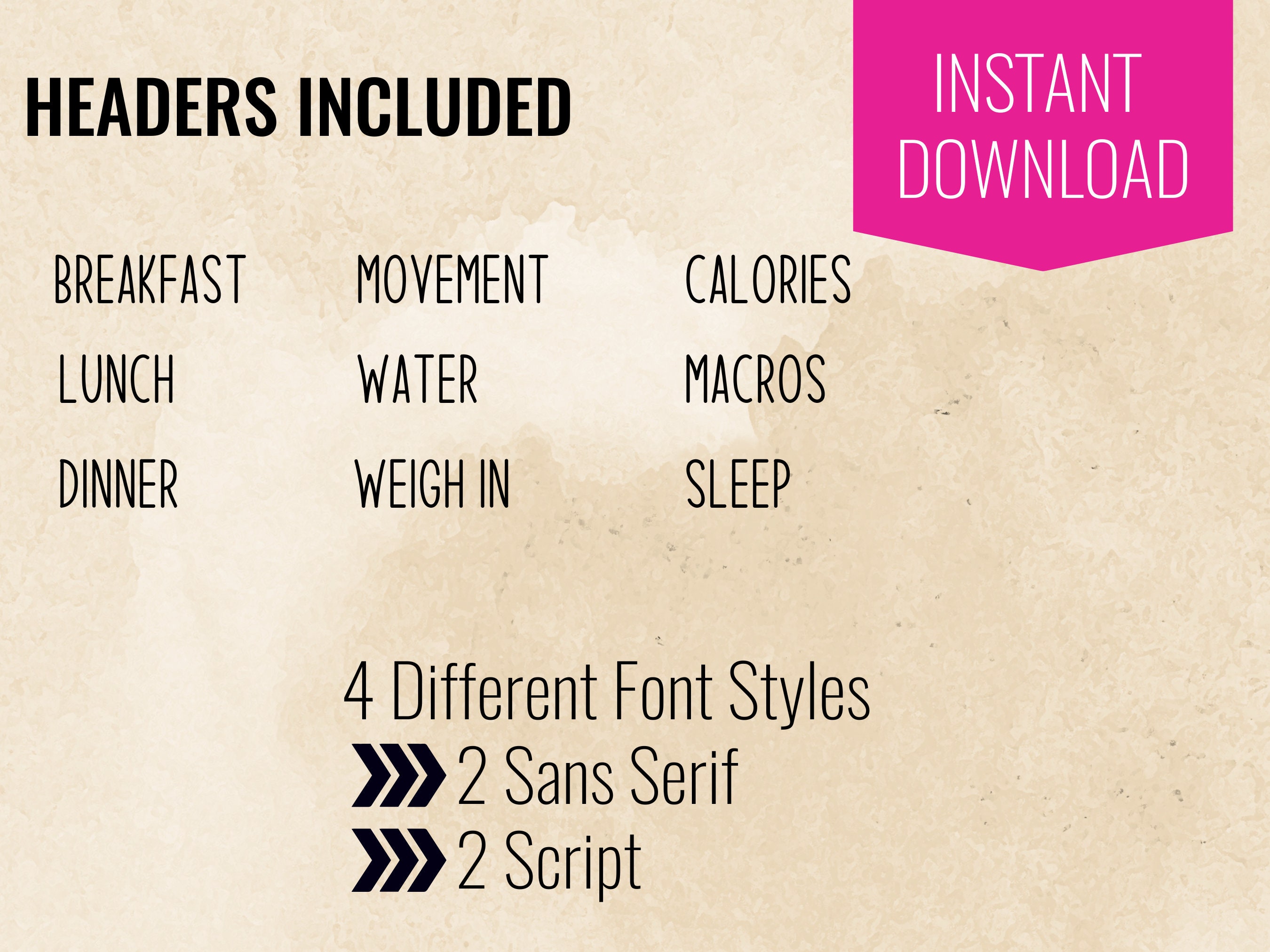 Minimalist Printable Fitness & Health Headers | Printable Planner ...