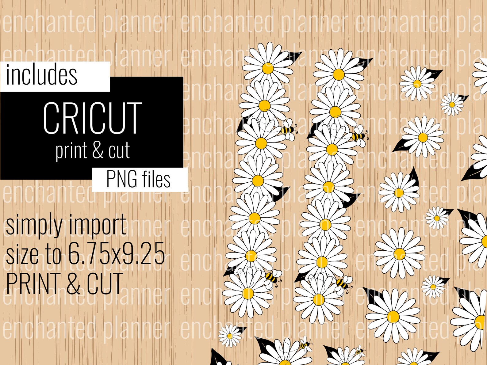 Daisies and Bumblebees | Printable Planner Stickers | Classic Happy ...