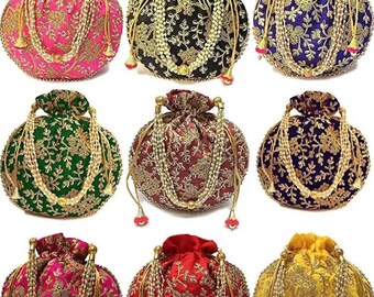 Traditional Indian Potli, Women Handbag, Handmade Bag, Christmas Gift, Clutch Purse, Wedding Favours, Wholesale Lot, Return Gifts