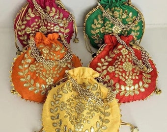 Gift Lot of 100 Traditional Indian Potli, Women Flowers Bag, Mother's Gift, Clutch Purse,Wedding Purse,Wholesale Lot, Return Gift For Guest