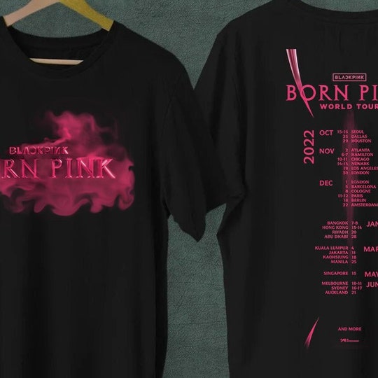 Camiseta de Doble Cara Black Pink Born Pink World Tour 2022 2023 Álbum Pink Venom para Hombre Mujer