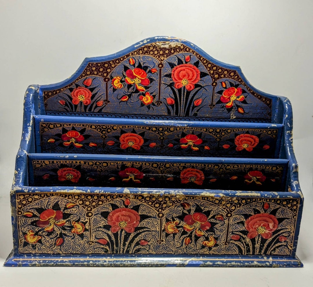 Letter Rack Paper Mache Kashmir Victorian Floral Japanese Etsy