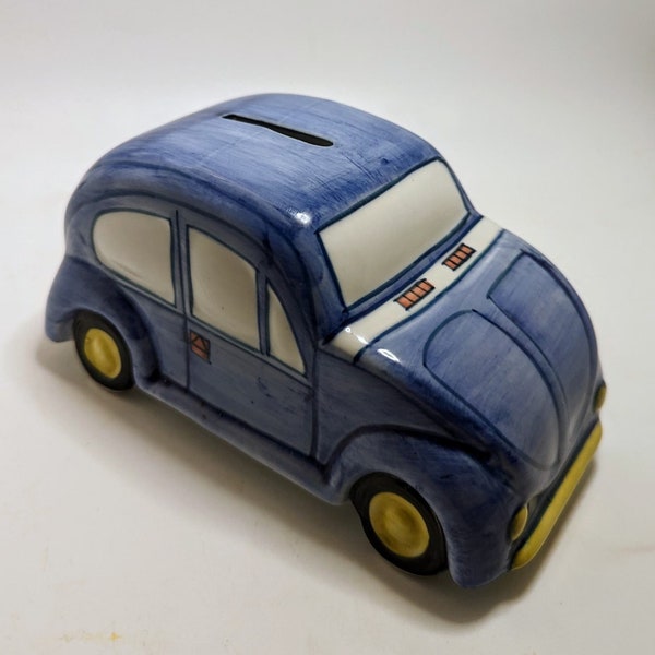 Vintage 2003 Andrea By Sadek Ceramic Volkswagen VW Bug Car Coin Bank Porcelain