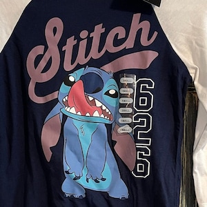Disney Stitch (Lilo and Stitch) Small Unisex Raglan T-shirt Officially Licensed Vintage-Style Retro-Style Graphic Tshirt