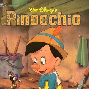 1984 Golden Book Walt Disney&#39;s Pinocchio Hardcover Large 8.5 x 11 format Vintage Children&#39;s Books Collectors Disney fans Classics