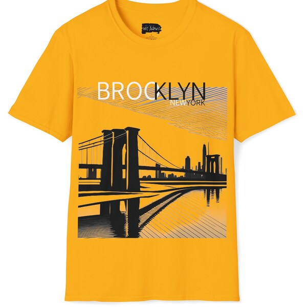 Brooklyn New York Brooklyn Bridge  Unisex Soft style T-Shirt  Comes in Grey, Red, Gold, Heather Red