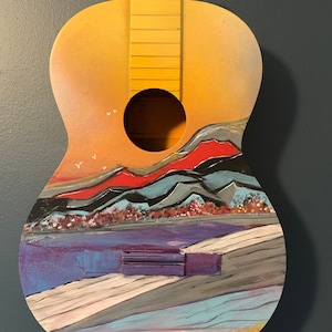 Guitar Art - By the Ocean Hand Painted Original Artwork on Acoustic Guitar - Hand Signed Impressionist / Expressionist