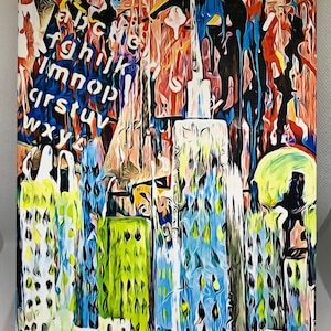 Hardcover Journal Notebook diary Abstract Pop Art NYC Skyline 120pg  6 x 9 Cream color paper by the Original Painting Cover