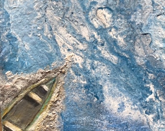 Pintado a mano junto al mar - Acrílico/Impasto sobre lienzo envuelto en galería - Firmado a mano - Texturizado/Estuco/pasta de moldeo añadir mensaje de regalo