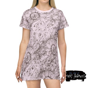 Pink & Brown Mandala Pattern T-Shirt Dress - Original Design / Wearable Art