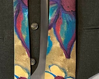 Wildflowers in Watercolor Men&#39;s Satin Finish Tie / Men&#39;s Accessories - Original Artwork