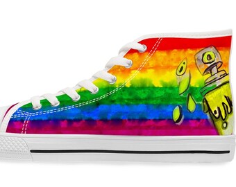 Rainbow Graffiti  - Women's High Top Sneakers - Wearable Art