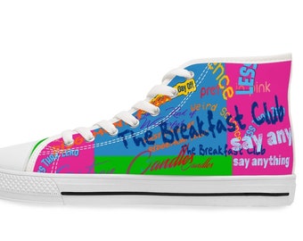 Pop Culture 80s - Women&#39;s High Top Sneakers - Wearable Art 80s Teen Movies