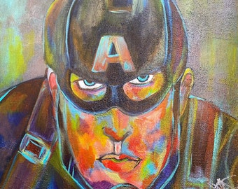 Hand Painted The Captain Impasto  Gallery Wrapped Canvas  Hand Signed w/ COA 20x20 Comic book art