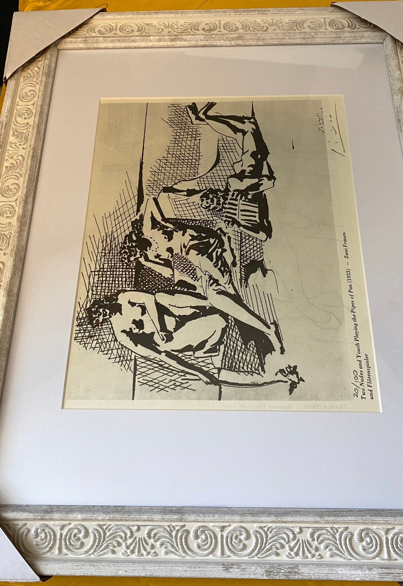 MANO firmada Pablo Picasso Print COA de Art National Gallery UK \u0026 Copyright  Certificate framedTwo Youths Nude Playing Pipes of Pan - Etsy México, image size:1330x1933