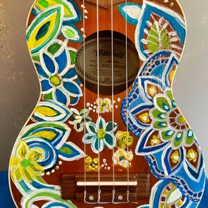 Hand Painted Soprano Ukulele  - Mitchell MU40 Soprano Ukulele -Standard Size - Fully Functional, Ready to be played or Hung