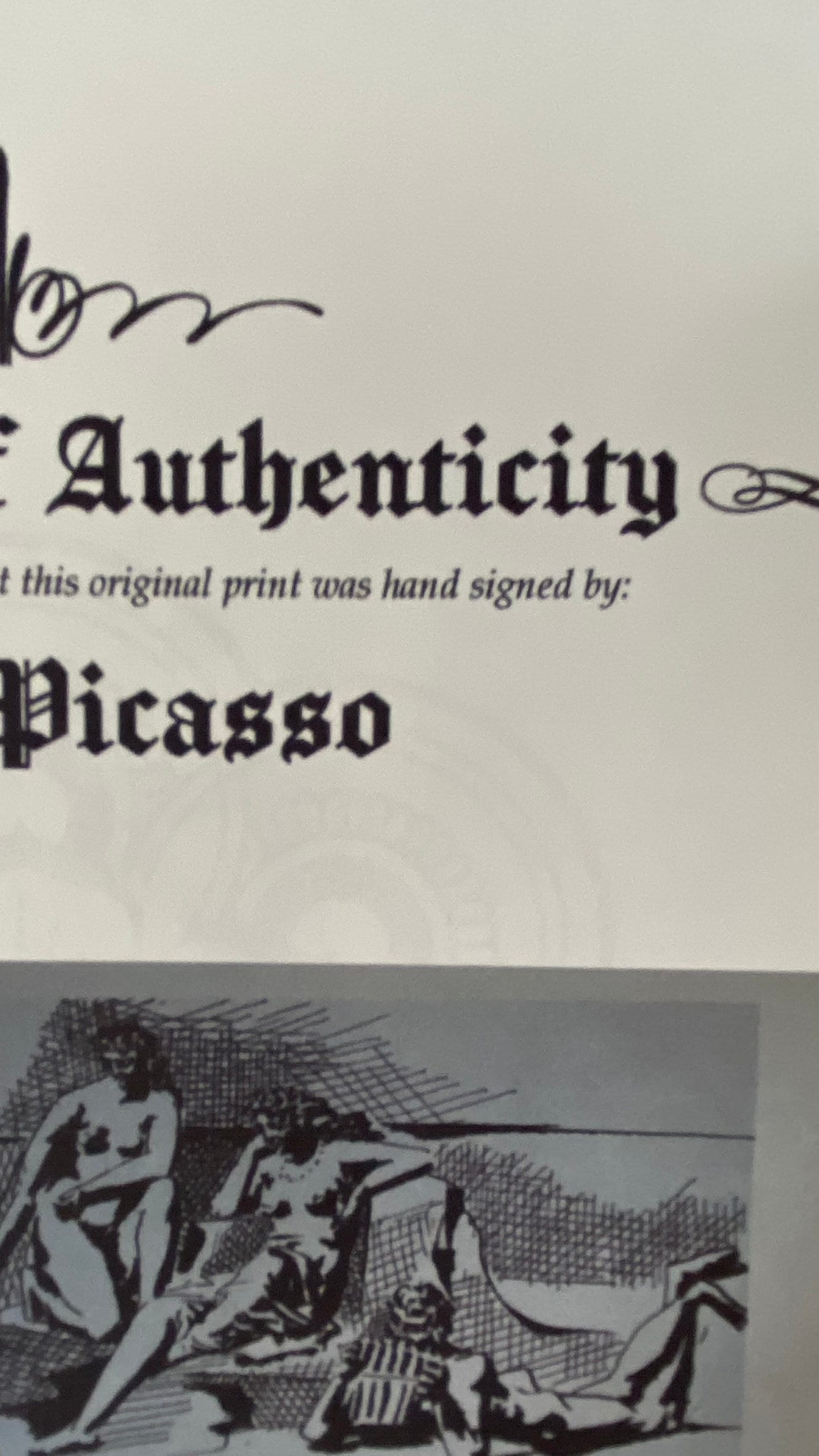 MANO firmada Pablo Picasso Print COA de Art National Gallery UK \u0026 Copyright  Certificate framedTwo Youths Nude Playing Pipes of Pan - Etsy México, image size:1330x2365