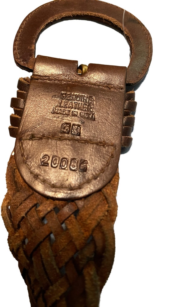 Genuine Leather Wide Braided Belt, Brown soft wov… - image 3