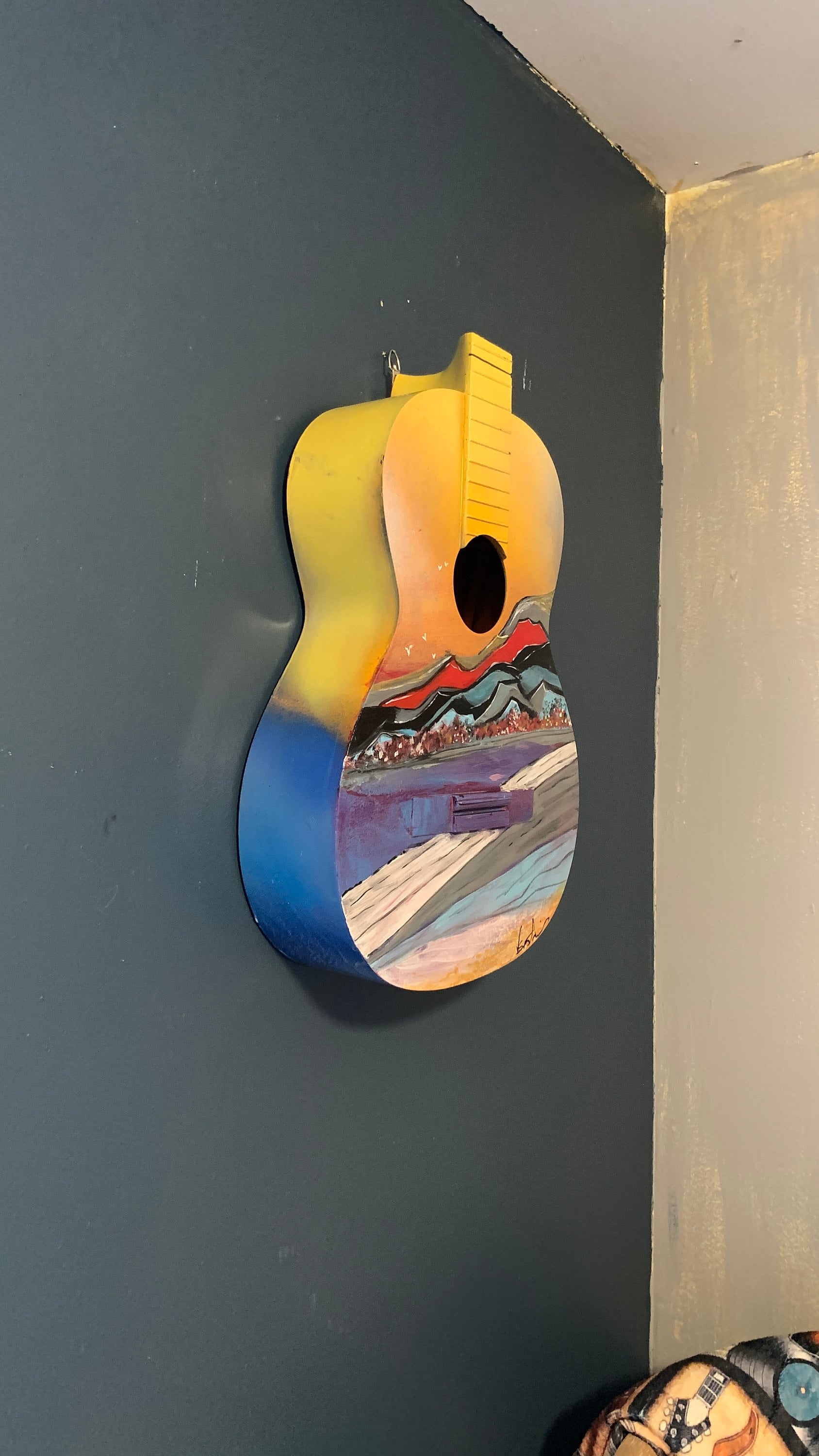 Guitar Art - by the Ocean Hand Painted Original Artwork on