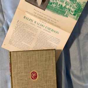 1969 Vintage Ralph Waldo Emerson -Emerson : Essays, Poems, and Addresses published by Walter J Black - Classics Club Beige tweed Hardcover