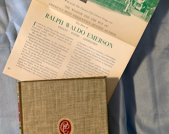 1969 Vintage Ralph Waldo Emerson -Emerson : Essays, Poems, and Addresses published by Walter J Black - Classics Club Beige tweed Hardcover