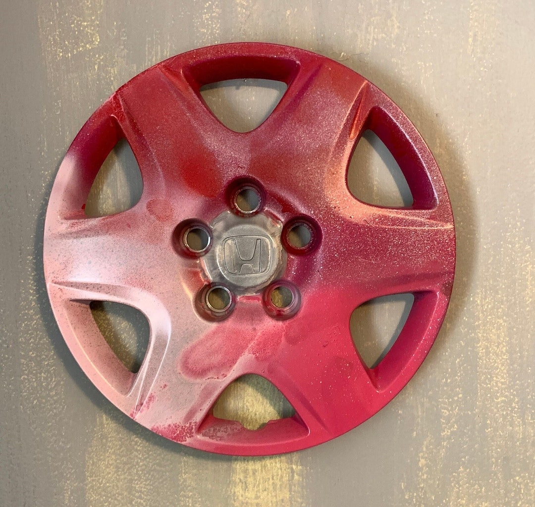 Honda Hubcap Wall Art 5 Shades of Pink Hand Painted/pouring Etsy
