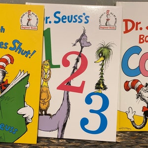 SET of 3 Dr. Seuss Books- FIRST Edition Book of Colors  &  FIRST Edition 1,2,3 and I Can Read with my Eyes Shut!
