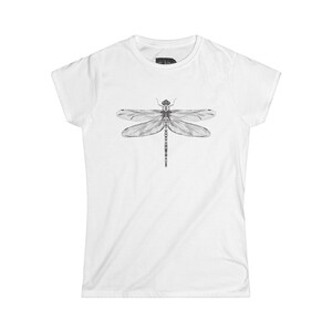 Women&#39;s Dragonfly in Black and White Softstyle Tshirt