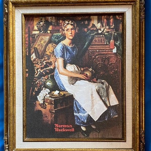 Vintage Norman Rockwell Gallery Canvas Reproduction W/ COA From The Norman Rockwell Gallery & Rockwell Family Trust &quot;Dreaming in the Attic&quot;