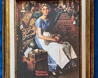 Vintage Norman Rockwell Gallery Canvas Reproduction W/ COA From The Norman Rockwell Gallery & Rockwell Family Trust "Dreaming in the Attic"