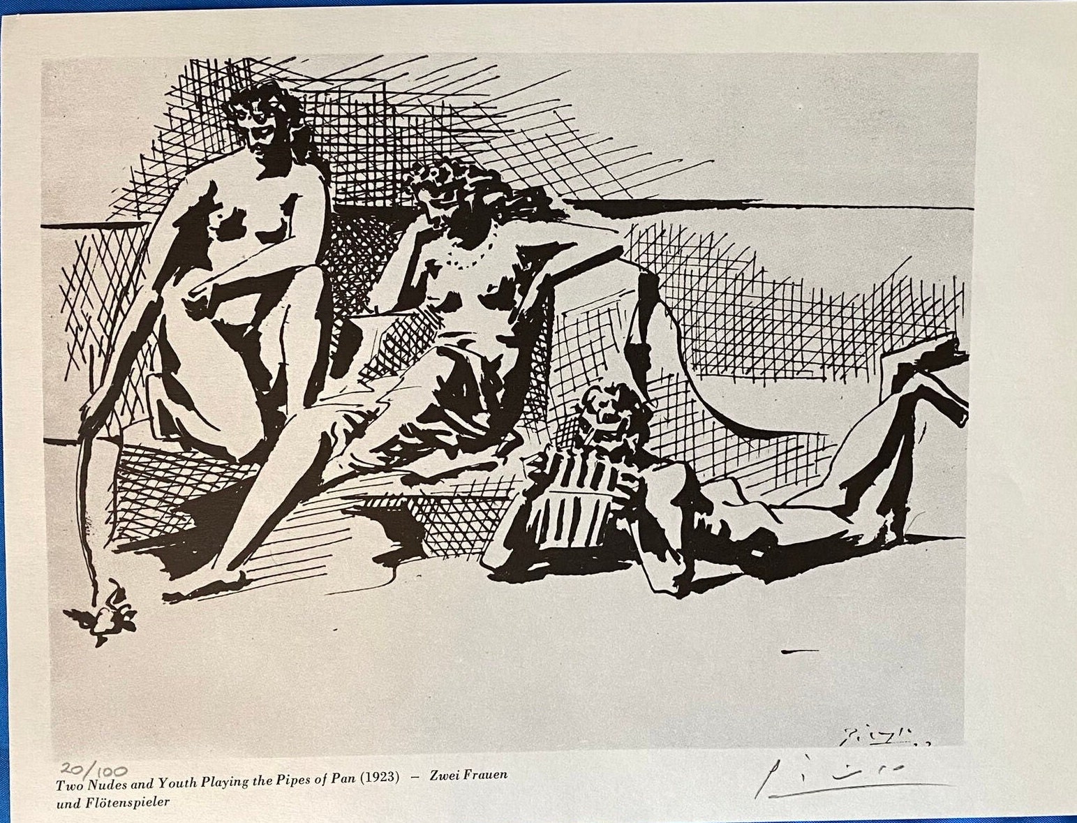 MANO firmada Pablo Picasso Print COA de Art National Gallery UK \u0026 Copyright  Certificate framedTwo Youths Nude Playing Pipes of Pan - Etsy México, image size:1543x1179