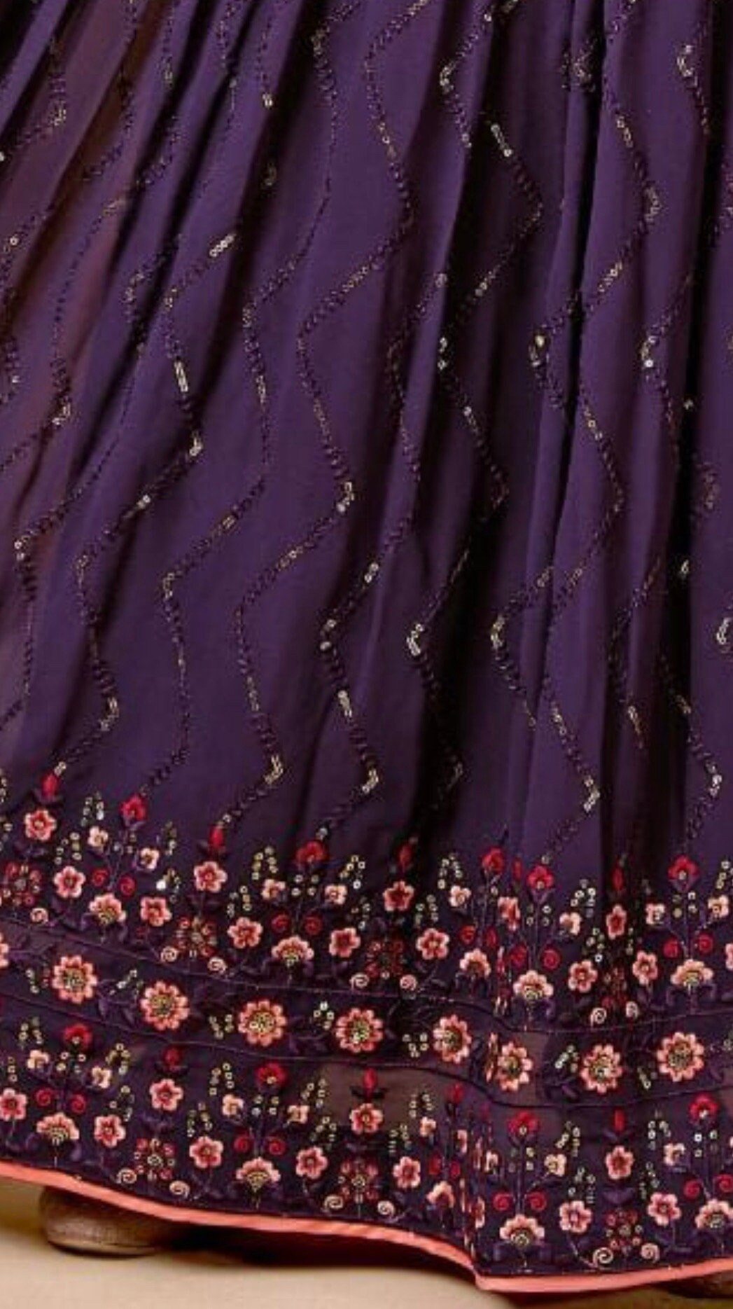 Girls Peach-Coloured & Cream-Coloured Ready to Wear Lehenga & Choli