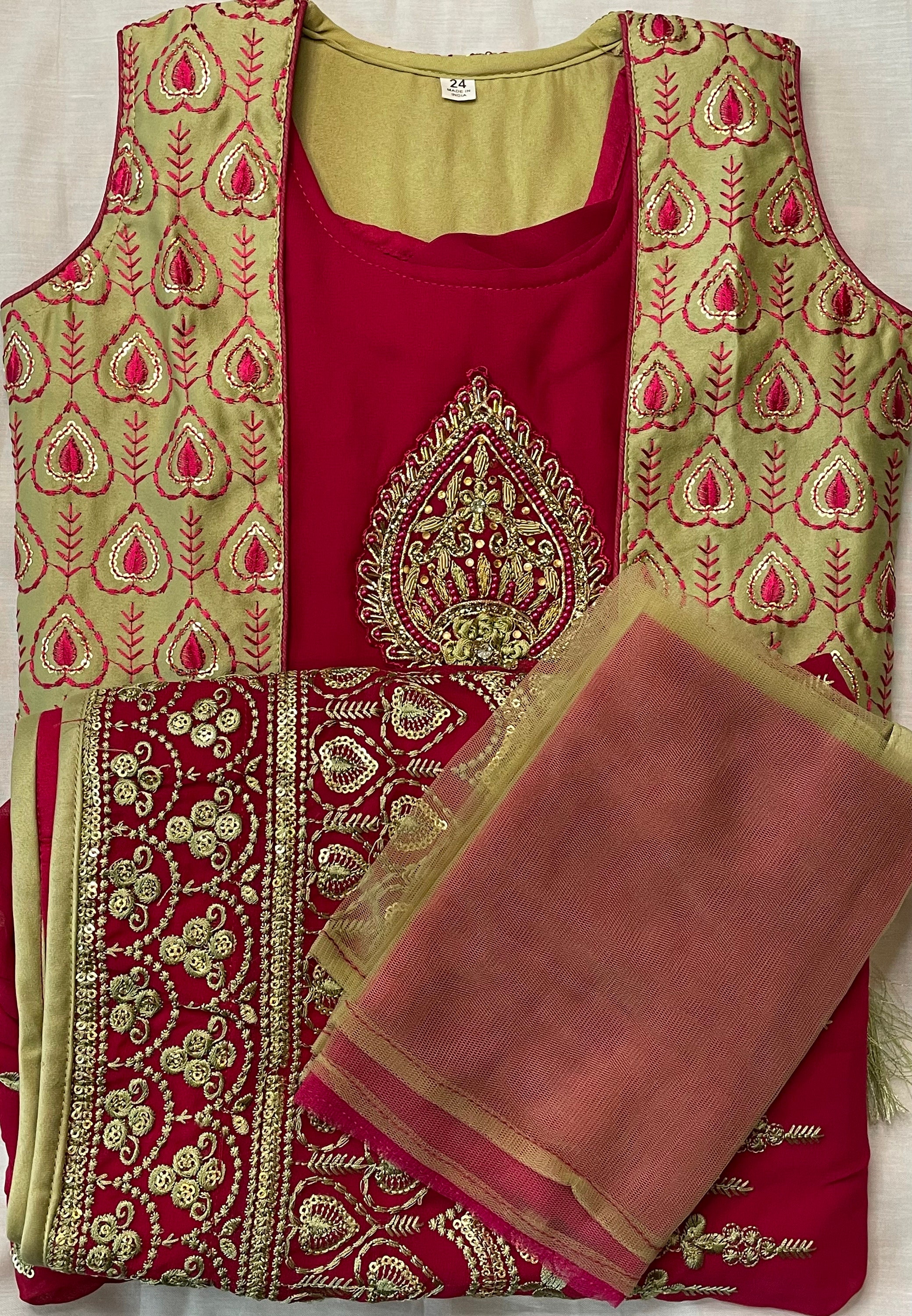 Girls Traditional Sleeves Less Long Choli - Pink. main image 1