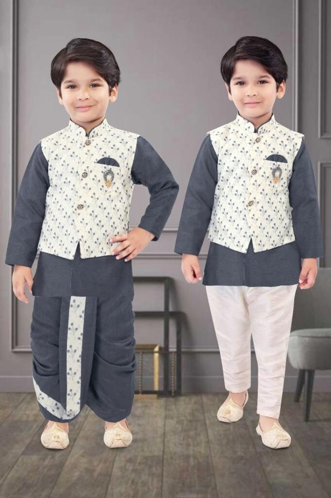 Boy's Party Wear Kurta Pajama With Waistcoat main image 1