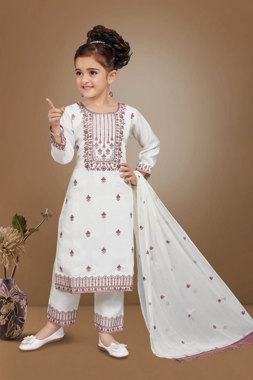 Girls White Salwar Kurta With Dupatta Indian Ethnic Party Wear Set 4 15 Yrs With Free Shipping Rate Within US Etsy
