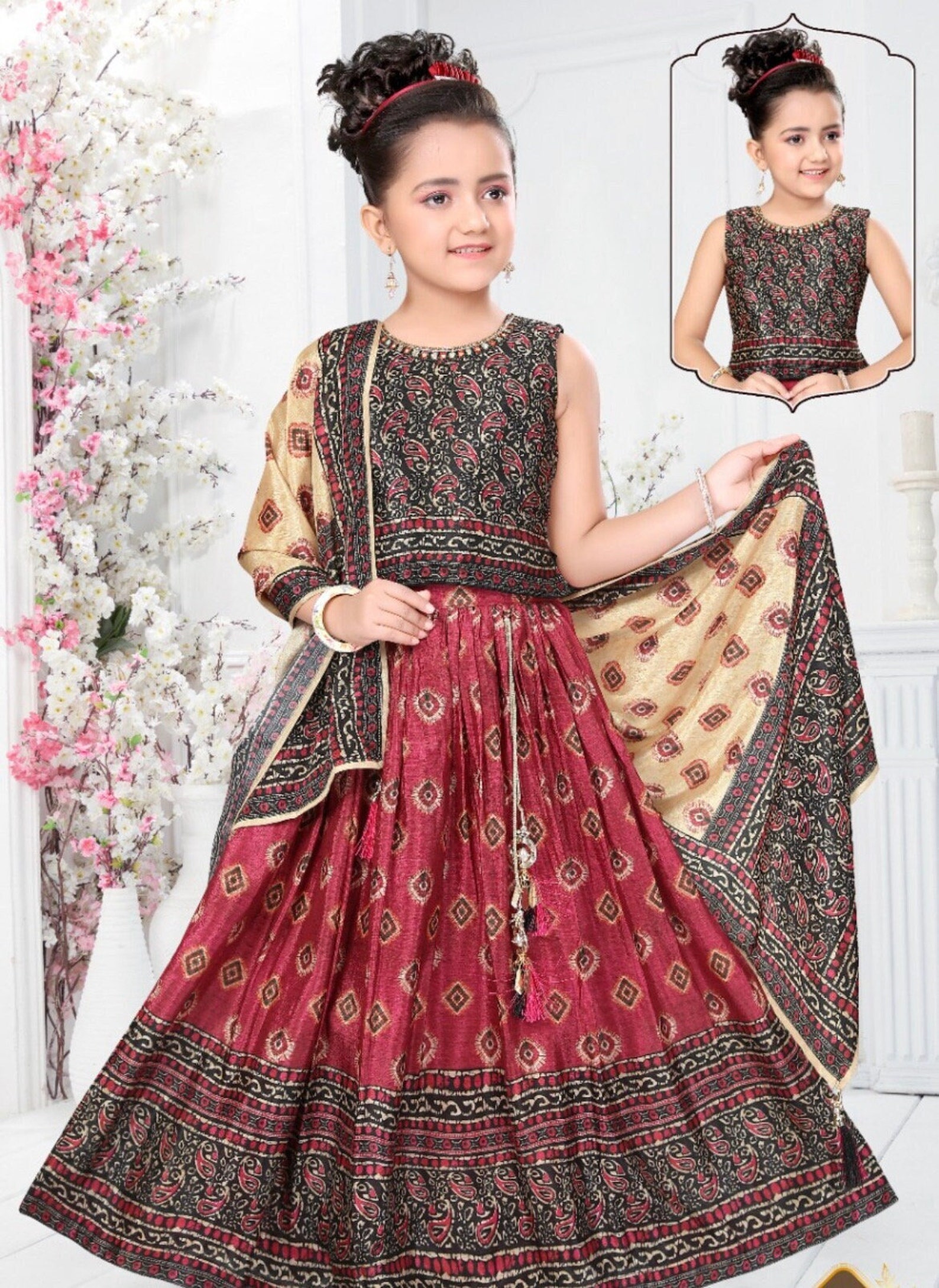 Girls Lehenga Choli Ethnic Party Wear 4 14 Yrs Maroon Beige Etsy Girls Lehenga Choli Ethnic Party Wear 4 14 Yrs Maroon Beige Etsy