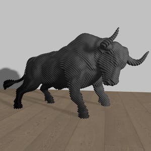 Parametric Bull Cut Files (DXF) - 150×121×88 cm - 16 mm Material - Multiple Sheet Sizes