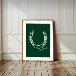 Rustic Charm: Green Horseshoe Print | Western Wall Art | Instant Download