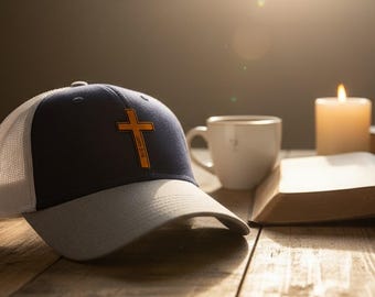 Gorra de camionero cruzada personalizada / Gorra con parche de cuero personalizado