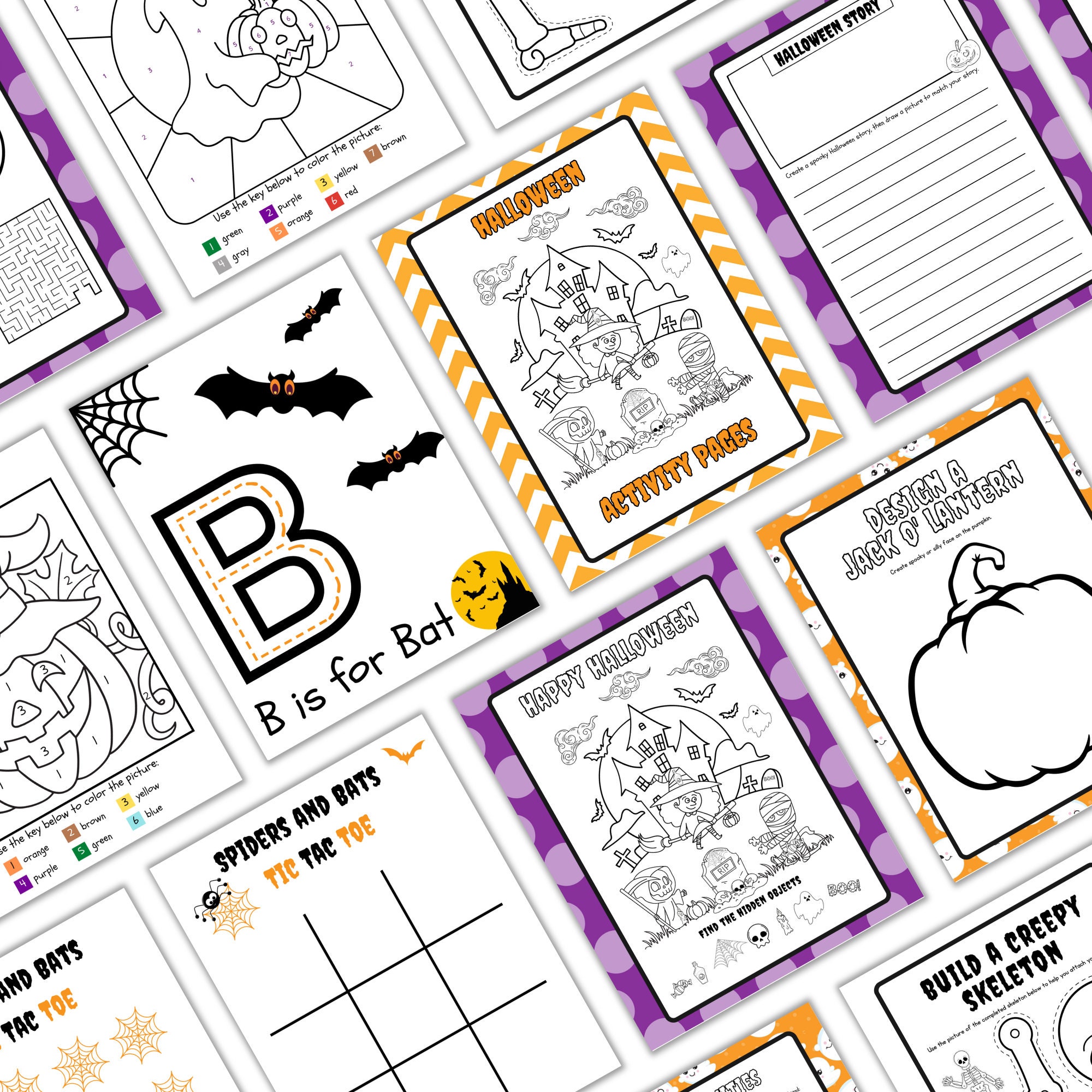 Printable Halloween Activity Sheets for Kids Etsy Printable Halloween Activity Sheets for Kids Etsy