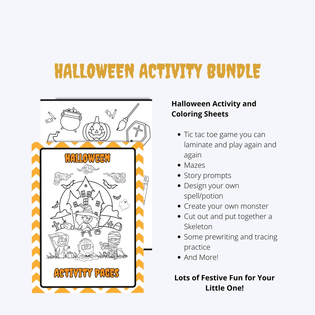 Printable Halloween Activity Sheets for Kids Etsy Printable Halloween Activity Sheets for Kids Etsy