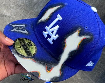 Custom LA Burning Fitted Hat / Baseball 