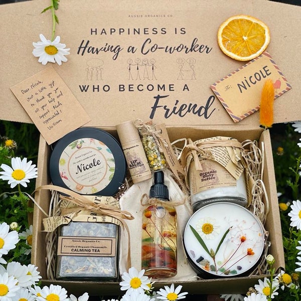 Personalized co-worker pamper gift box