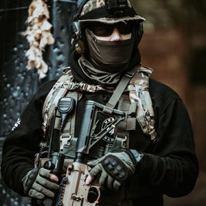 Airsoft Tandskyddsmask [40+ Kamouflage] [Andningsbar] [Justerbar] bild 4